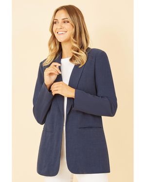 Yumi' Linen Relaxed Blazer - Blue