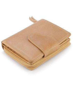 PRIMEHIDE Leather Washed Cancun Small Trifold Purse Selena - Natural