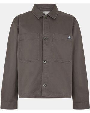 Calvin Klein Ckj Woven Box Boxy Fit Overshirt - Grey