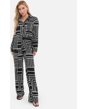 I Saw It First Printed Long Sleeved Crepe Shirt - Black