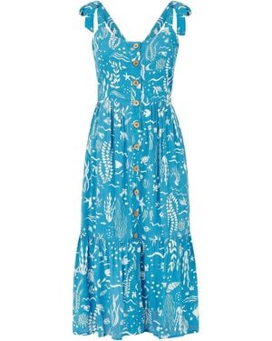 Yumi' Sealife Print Slip Dress - Blue