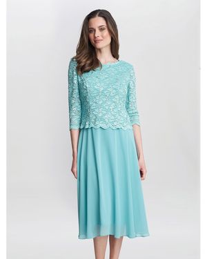 Gina Bacconi Rona Midi Dress With Chiffon Skirt - Blue