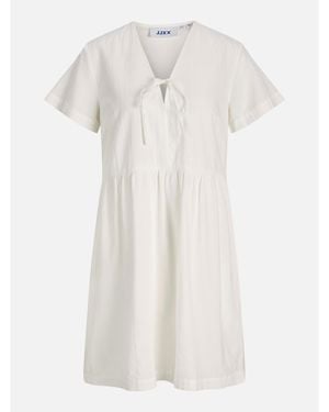 JJXX Short Sleeve V-Neck Smock Dress - White