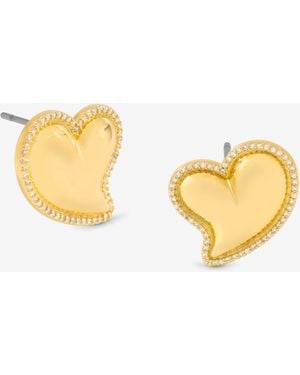 Jon Richard Puff Heart And Cubic Zirconia Stud Earrings - Metallic