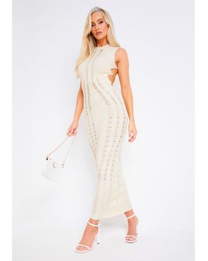 Missy Empire Knitted Corset Maxi Chain Dress - White