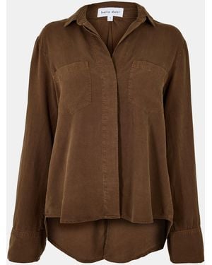 Bella Dahl Split Back Long-Sleeve Plain Shirt - Brown
