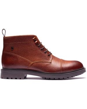 Base London Mercer Leather Toe Cap Chukka Boots - Red