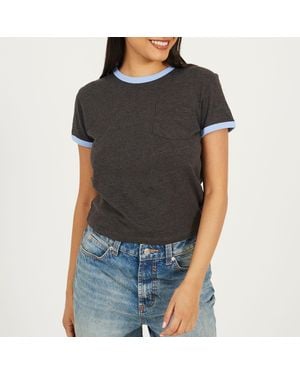 Brave Soul Short Sleeve Chest Pocket T-Shit With Contrast Neck And Sleeve Rib - Black
