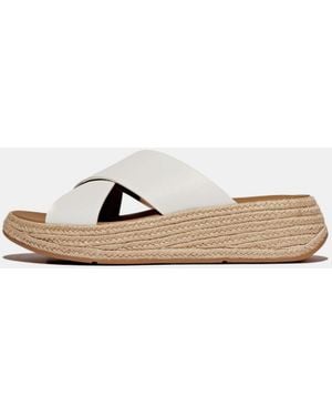Fitflop F-Mode Espadrille Flatform Sliders - Natural