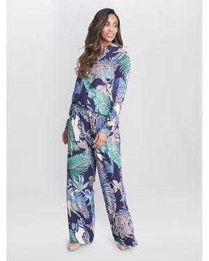 Gina Bacconi Aruna Wide Leg Pull On Trouser - Blue