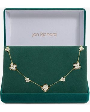 Jon Richard 14K Plated Jet Clover Necklace - Green