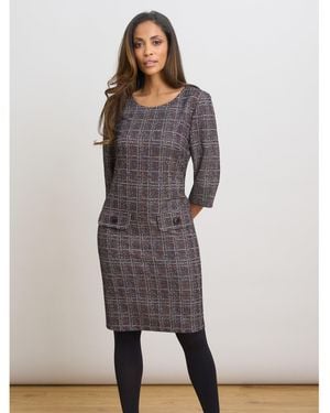 Gina Bacconi Janine Textured Shift Dress - Grey