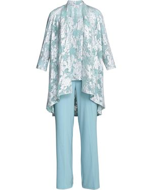 Gina Bacconi Mabel Three Piece Jacquard Trouser Suit - Blue