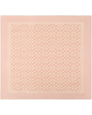 COACH Signature C Printed Silk Square - Pink