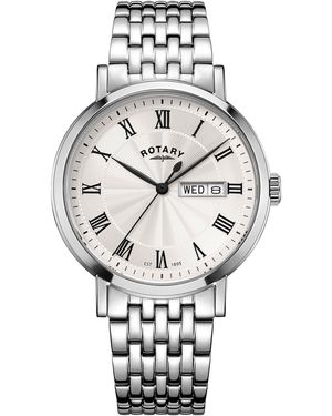 Rotary Heritage Roman Num Ss Bracelet Watch - Metallic