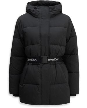 Calvin Klein Logo Belt Long Puffer - Black