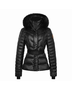 ARCTIC ARMY Aurora Hooded Belted Long Sleeve Short Puffer Jacket - Black