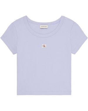 Calvin Klein Woven Ribbed Baby Tee - Blue
