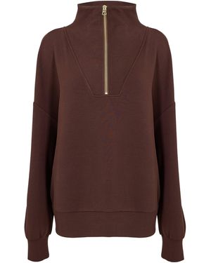 Varley Hawley Half Zip Sweatshirt - Brown