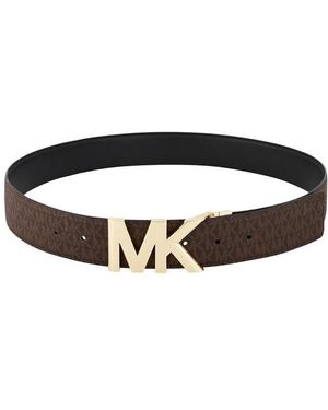 MICHAEL Michael Kors Michael Kors Reversible Mk Logo And Leather Waist Belt - Black