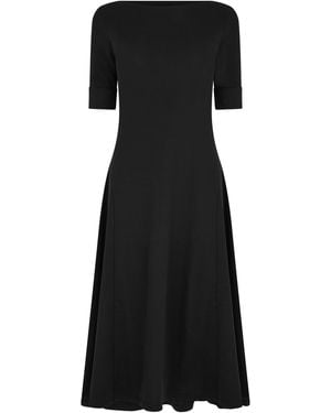 Ralph Lauren Boat-Neck Jersey Midi Dress - Black