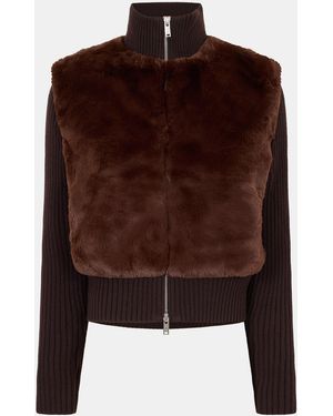 Moose Knuckles Dua Bunny Textured Relaxed Fit Cardigan - Brown
