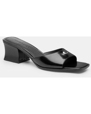 COACH Sculpted C Block Heel Sandal - Black