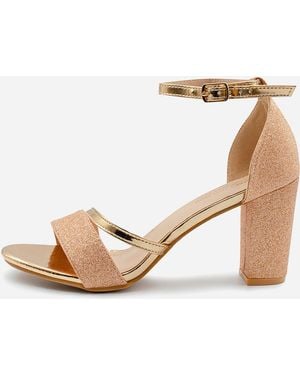 Where's That From Where¿S Glitter Perla Mid Block Heel Sandals Ladies - Natural
