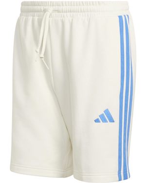 adidas Essentials 3 Stripe Fleece Shorts - White