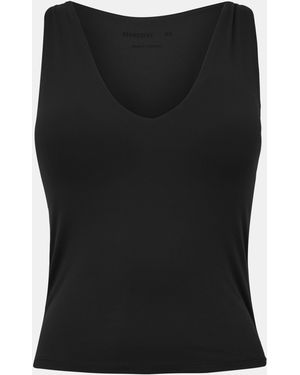 Represent V-Neck Built-In Bra 4-Way Stretch Slim Fit Tank Vest - Black
