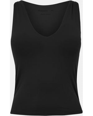 Represent V-Neck Built-In Bra 4-Way Stretch Slim Fit Tank Vest - Black