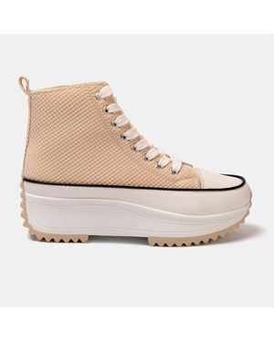 Firetrap Platform Hi Top Ladies Trainers - Natural