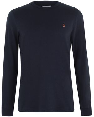 Farah Long Sleeve Dennis T Shirt - Blue