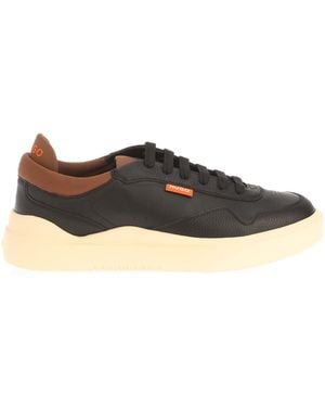 HUGO Leather Lace Up Trainers - Brown