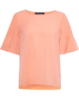 French Connection Classic Crepe Pintuck Shoulder T-Shirt - Orange