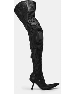 Balenciaga Biker Over-The-Knee Boots - Black