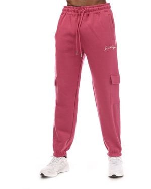 Hype Adults Cargo Closed Hem Fleece Joggers - Red