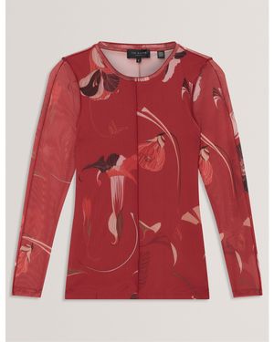 Ted Baker Fitted Mesh T-Shirt - Red