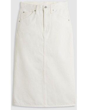 Levi's High Rise Back Slit Denim Skirt - White