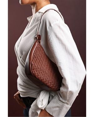 Where's That From Quilted Crescent Shoulder Bag - Brown