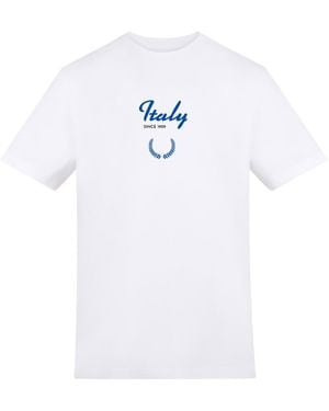 AWD Adults Printed Italy Rugby Fan Tee - White