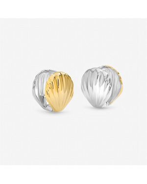 Inicio Two Tone Large Shell Hoop Earrings - Metallic