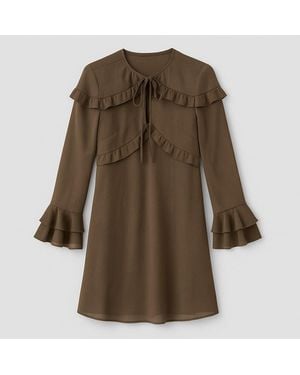 I Saw It First Ruffle Mini Dress - Brown