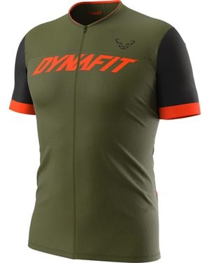 Dynafit Ride Full-Zip Short-Sleeve Performance Gym Top - Green