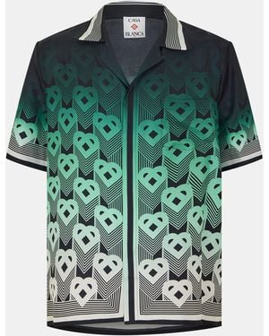 CASABLANCA Mono Silk Short Sleeve Bowling Shirt - Green