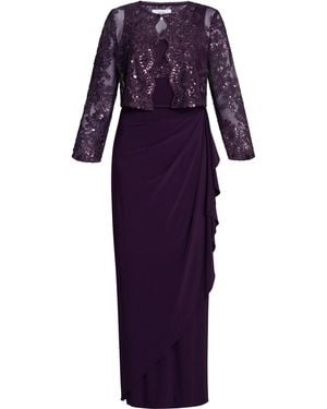 Gina Bacconi Susanne Maxi Dress With Lace Jacket - Purple