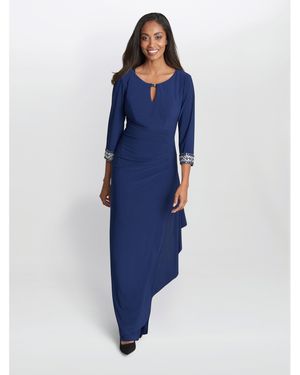 Gina Bacconi Akia Long Jersey A-Line Dress - Blue