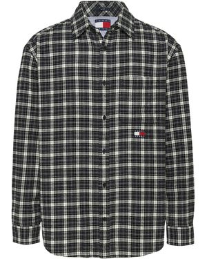 Tommy Hilfiger Badge Long Sleeve Patterned Flannel Shirt - Black