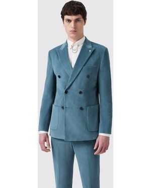 Twisted Tailor Aston Slim Fit Db Cord Jacket - Blue