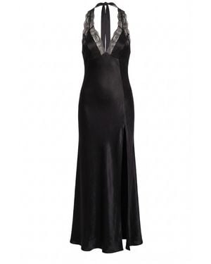 Bardot Neck Long Maxi Dress - Black